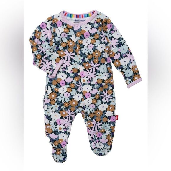 NWT MAGNETIC ME FLORAL FOOTIE WITH RUFFLE BUTT 3/6M - Picture 7 of 7